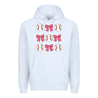 White baseball coquette bow Premium Hoodie - JahusDesignShop
