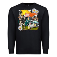 Black cowhide farm truck with farm animals Premium Sweatshirt - texasbilliewilder