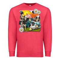 Cardinal cowhide farm truck with farm animals Premium Sweatshirt - texasbilliewilder