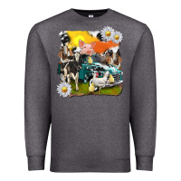Charcoal Heather cowhide farm truck with farm animals Premium Sweatshirt - texasbilliewilder