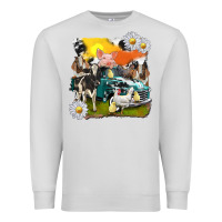 Dove Grey cowhide farm truck with farm animals Premium Sweatshirt - texasbilliewilder