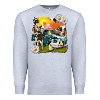 Heather Grey cowhide farm truck with farm animals Premium Sweatshirt - texasbilliewilder