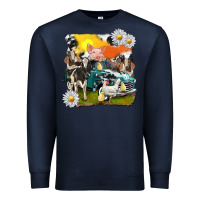 Navy cowhide farm truck with farm animals Premium Sweatshirt - texasbilliewilder