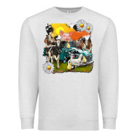 Oatmeal Heather cowhide farm truck with farm animals Premium Sweatshirt - texasbilliewilder