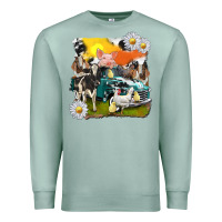 Seafoam cowhide farm truck with farm animals Premium Sweatshirt - texasbilliewilder