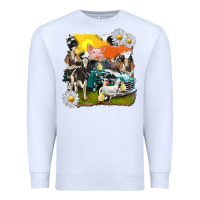 White cowhide farm truck with farm animals Premium Sweatshirt - texasbilliewilder