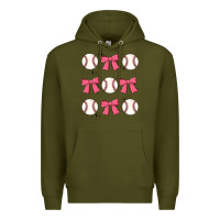 Army Green baseball coquette bow Premium Hoodie - JahusDesignShop