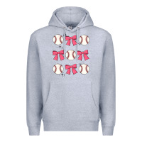 Heather Grey baseball coquette bow Premium Hoodie - JahusDesignShop