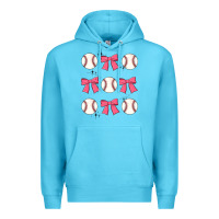 Ocean Blue baseball coquette bow Premium Hoodie - JahusDesignShop