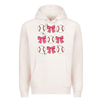 Pale Pink baseball coquette bow Premium Hoodie - JahusDesignShop