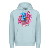 Blue Mist cancer ribbon pink converse and flowers Premium Hoodie - AdoDesignShop