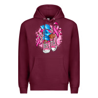 Burgundy cancer ribbon pink converse and flowers Premium Hoodie - AdoDesignShop