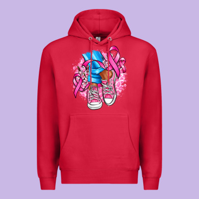 Cancer Ribbon Pink Converse And Flowers Premium Hoodie Designed By Adodesignshop