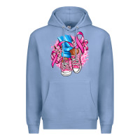 Colony Blue cancer ribbon pink converse and flowers Premium Hoodie - AdoDesignShop