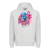 Dove Grey cancer ribbon pink converse and flowers Premium Hoodie - AdoDesignShop