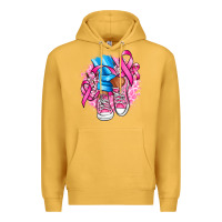 Mustard cancer ribbon pink converse and flowers Premium Hoodie - AdoDesignShop
