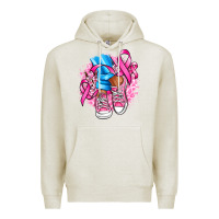 Oatmeal Heather cancer ribbon pink converse and flowers Premium Hoodie - AdoDesignShop