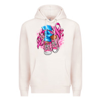 Pale Pink cancer ribbon pink converse and flowers Premium Hoodie - AdoDesignShop
