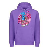 Purple cancer ribbon pink converse and flowers Premium Hoodie - AdoDesignShop