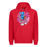 Red cancer ribbon pink converse and flowers Premium Hoodie - AdoDesignShop
