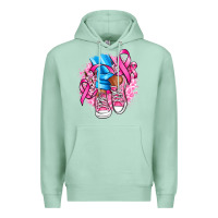 Seafoam cancer ribbon pink converse and flowers Premium Hoodie - AdoDesignShop