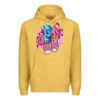 Antique Gold cancer ribbon pink converse and flowers Premium Hoodie - AdoDesignShop