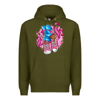 Army Green cancer ribbon pink converse and flowers Premium Hoodie - AdoDesignShop