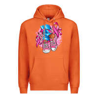 Carrot cancer ribbon pink converse and flowers Premium Hoodie - AdoDesignShop