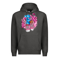 Charcoal Heather cancer ribbon pink converse and flowers Premium Hoodie - AdoDesignShop