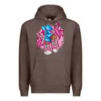 Coffee cancer ribbon pink converse and flowers Premium Hoodie - AdoDesignShop