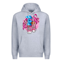 Heather Grey cancer ribbon pink converse and flowers Premium Hoodie - AdoDesignShop