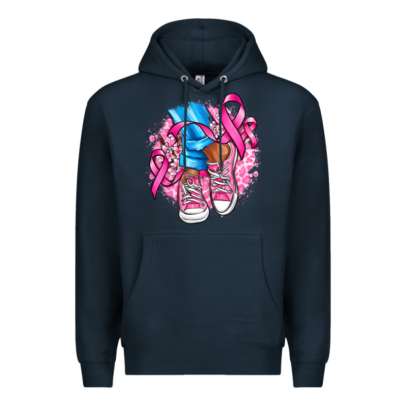 Cancer Ribbon Pink Converse And Flowers Premium Hoodie by AdoDesignShop | Teevron