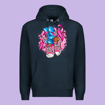 Cancer Ribbon Pink Converse And Flowers Premium Hoodie Designed By Adodesignshop