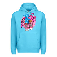 Ocean Blue cancer ribbon pink converse and flowers Premium Hoodie - AdoDesignShop