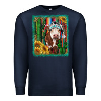 Navy Western Christmas Cow Premium Sweatshirt - RanaPortraitStore