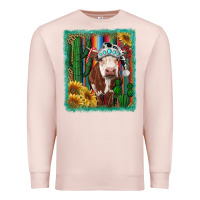 Pale Pink Western Christmas Cow Premium Sweatshirt - RanaPortraitStore