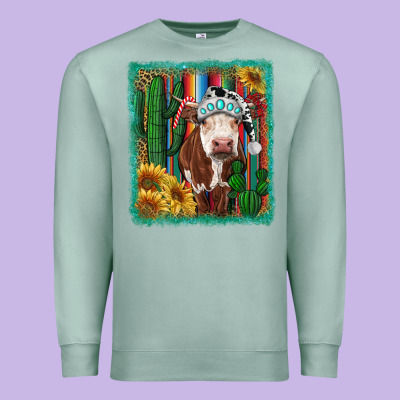 Premium Sweatshirt Western Christmas Cow