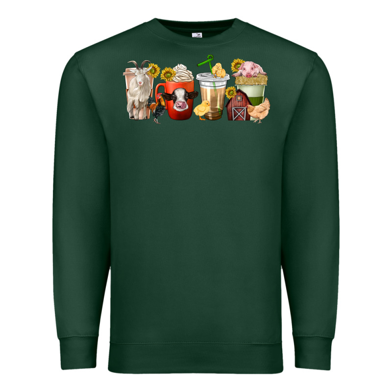 Farm Animals Coffee Cups Premium Sweatshirt by texasbilliewilder | Teevron