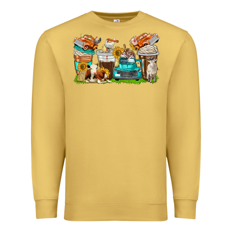 Farm Truck Coffee Cups Premium Sweatshirt by texasbilliewilder | Teevron
