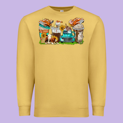Premium Sweatshirt farm truck coffee cups