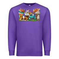 Purple farm truck coffee cups Premium Sweatshirt - texasbilliewilder