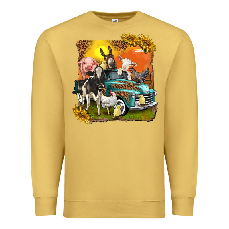 Farm Truck With Farm Animals Premium Sweatshirt by texasbilliewilder | Teevron