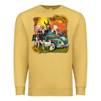 Antique Gold farm truck with farm animals Premium Sweatshirt - texasbilliewilder