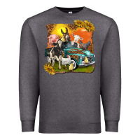 Charcoal Heather farm truck with farm animals Premium Sweatshirt - texasbilliewilder