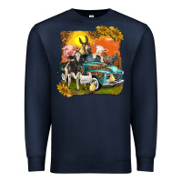 Navy farm truck with farm animals Premium Sweatshirt - texasbilliewilder