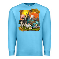 Ocean Blue farm truck with farm animals Premium Sweatshirt - texasbilliewilder