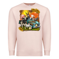 Pale Pink farm truck with farm animals Premium Sweatshirt - texasbilliewilder