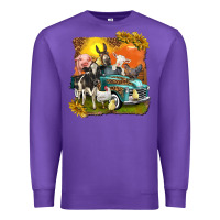 Purple farm truck with farm animals Premium Sweatshirt - texasbilliewilder