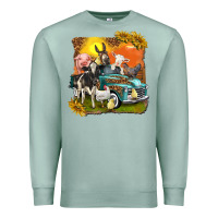 Seafoam farm truck with farm animals Premium Sweatshirt - texasbilliewilder