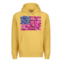 Antique Gold american flag and  cancer ribbon pattern Premium Hoodie - AdoDesignShop